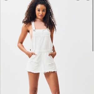 MINKPINK White denim overalls skort/romper